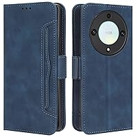 Honor Magic 5 Lite Case, Magnetic Full Body Protection Shockproof Flip Leather Wallet Case Cover with Card Holder for Huawei Honor Magic 5 Lite 5G Phone Case (Blue)