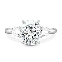 Kiara Gems 3 TCW Cushion Diamond Moissanite Engagement Rings, Wedding Ring Eternity Band Vintage Solitaire Halo Hidden Prong Setting Silver Jewelry Anniversary Ring Gift