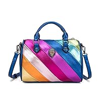 Women's bag contrasting color stitching rainbow handbag shoulder crossbody bag eagle head bag