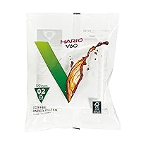 Hario V60 Paper Coffee Filters Single Use Pour Over Cone Filters Size 02, White, 100 count(Packaging May Vary)