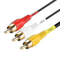 Cmple - 3-Male RCA to 3-Male RCA Composite Video Audio A/V AV Cable Gold Plated - 25 Feet