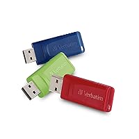 8GB Store 'n' Go USB Flash Drive - PC / Mac Compatible - 3pk, Red, Green, Blue - 98703