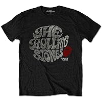 Rolling Stones Men's Swirl Logo '82 Eco-Tee Vintage T-Shirt Black