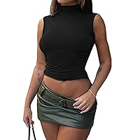 EFOFEI Women's Sexy Sleeveless Cropped Tank Tops Halter High Neck Crop Tops Summer Going Out Slim Fit Vest