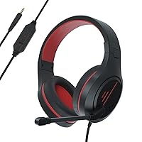 Mokochy Gaming Headset with Mic Noise Cancelling 3.5mm Jack Microphone Headset Stereo Surround Over-Ear Headphone Computer Headset for PC MAC Laptop(Red)