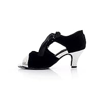 Minishion TQJ7059 Women's Peep Toe Suede Tango Latin Ballroom Dance Sandals