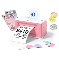 MUNBYN Bluetooth Thermal Label Printer 941B, Wireless 300DPI 4x6 Shipping Label Printer for Small Business, Compatible with Windows, Mac, iPhone, Android, PC, Ebay, Amazon, Shopify, Etsy, USPS (Pink)