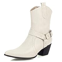 Ladies Zipper Ankle Bootie Classic Mid-Heel Booties Closed Toe Casual Western Winter Boots