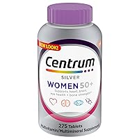 Centrum Silver Women 50 Plus Daily Multivitamin Multimineral Supplement Specially Formulated for 50+ Gluten Free Smooth Coating Non GMO Support Heart Brain Eye Muscle Health, 270.0 Count, Pack of 1