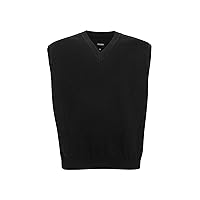 Men Oversized Sweater Vest: Plus Size Big Tall V Neck Cotton Pullover