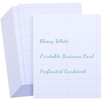SATINIOR 100 Sheets Blank Business Cards Printable Business Card Paper  Glossy White Perforated Paper Perforated Cardstock 90lb Cover Compatible  with
