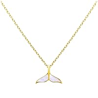 jewellerybox Gold Plated Sterling Silver Mother of Pearl Whale Tail Necklace - 18 Inches