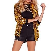 2023 Women Sequin Bomber Jacket Long Sleeve Zipper Up Oversized Fashion Rock Concert Coats Lightweight Vintage Outfits