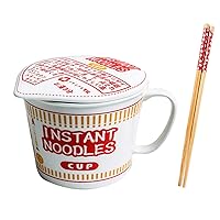 Instant Noodle Bowl Ceramic with Cover, Creative Ramen Soup Bowl Mug Cover Student Lunch Box Bowl (Color : Red, Size : M)