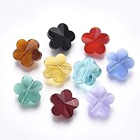Pandahall 100pcs Transparent Glass Flower Beads Faceted Crystal Floral Dangle Pendants Loose Spacer Beads Mixed Color for Jewelry Making Bracelet Necklace Choker 10x10x6.5mm Vertical Hole