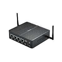 Firewall Mini PC Quad Core Celeron J4125 with 8GB DDR4 256GB SSD OPNsense Firewall PC Support 4K HD, 4 × 2.5GbE LAN, 1 × HD, 1 × RS232 COM, 2 × USB3.0, 4 × USB2.0 Ports, Dual Band WiFi, BT4.0