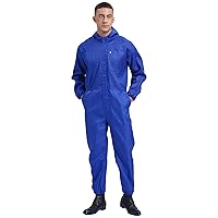 iiniim Men's Work Overalls Coverall Mechanics Workwear Long Sleeve Hooded Jumpsuits with Pockets