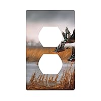 Hunting Flying Wild Duck Print 1 Gang Duplex Receptacle Wall Plates Switch Faceplate Decor For Kitchen Bathroom Bedroom Decor, Size 4.5