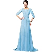 Vintage Chiffon and Applique Mother of The Bride Dresses Prom Formal Dress Half Sleeves
