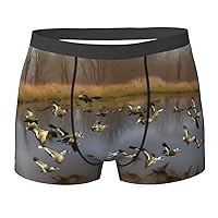 Hunting Flying Wild Ducks Print Men'S Briefs, Moisture Wicking & Breathable,Modern Fit Low Rise S M L Xl Xxl
