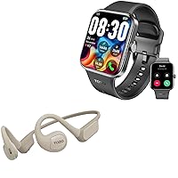 TOZO S4 AcuFit One Smartwatch 1.78-inch Bluetooth Talk Dial Fitness Tracker Black + OpenReal Open Ear Wireless Headphones Bluetooth 5.3 Air Conduction Khaki