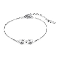 Stainless Steel Love Infinity Bracelet Endless Love Symbol Charm Adjustable Anklet Bangles Bracelets, Color Silver/Rose Gold