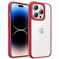 JETech Case for iPhone 14 Pro 6.1-Inch, Shockproof Phone Bumper Cover, Solid Color Matte TPU Frame, Anti-Scratch Clear Back (Red)