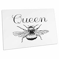 Queen Bee. Black Script and bee Clipart on a White... - Desk Pad Place Mats (dpd-327730-1)