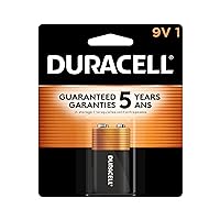 Duracell Coppertop 9V Battery, 1 Count Pack, 9-Volt Battery with Long-lasting Power, All-Purpose Alkaline 9V Battery for Household and Office Devices