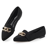 MUSSHOE Women's Loafers Comfortable Fashion Chain Flats Shoes for Women
