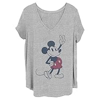 Disney Women's Classic Plaid Mickey Junior's Plus Short Sleeve Tee Shirt