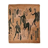 50x60 Inches Flannel Throw Blanket Ancient Greece Scene Black Figure Pottery Greek Mythology Centaur Home Decorative Warm Cozy Soft Blanket for Couch Sofa Bed