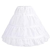 IBTOM CASTLE Kids Crinoline Petticoat with 3 Hoops,Full Length Flower Girl Underskirt Slips Tutu Fluffy Skirts Gowns