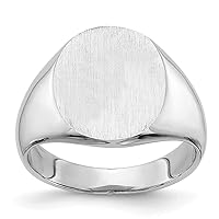 Jewels By Lux Monogram Initial Engravable Custom Personalized Polished For Men or Women 14k White Gold 14x13.5mm Closed Back Signet Band Ring
