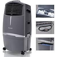 Honeywell 7.9 Gallon Outdoor Portable Evaporative Swamp Cooler for BBQ Area, Patio, Garage, Backyard with Fan, 115V, Powerful 525 CFM Airflow and Remote Control, Gray