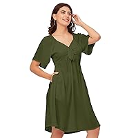 Sweetheart Neck Solid Rayon Flared Dress - Women's Elegant Party Dress