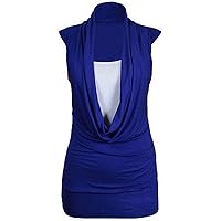 Forever Women Plain Plus Size Cowl Neck Inner Vest 2 in 1 Tunic Sleevless Style Top