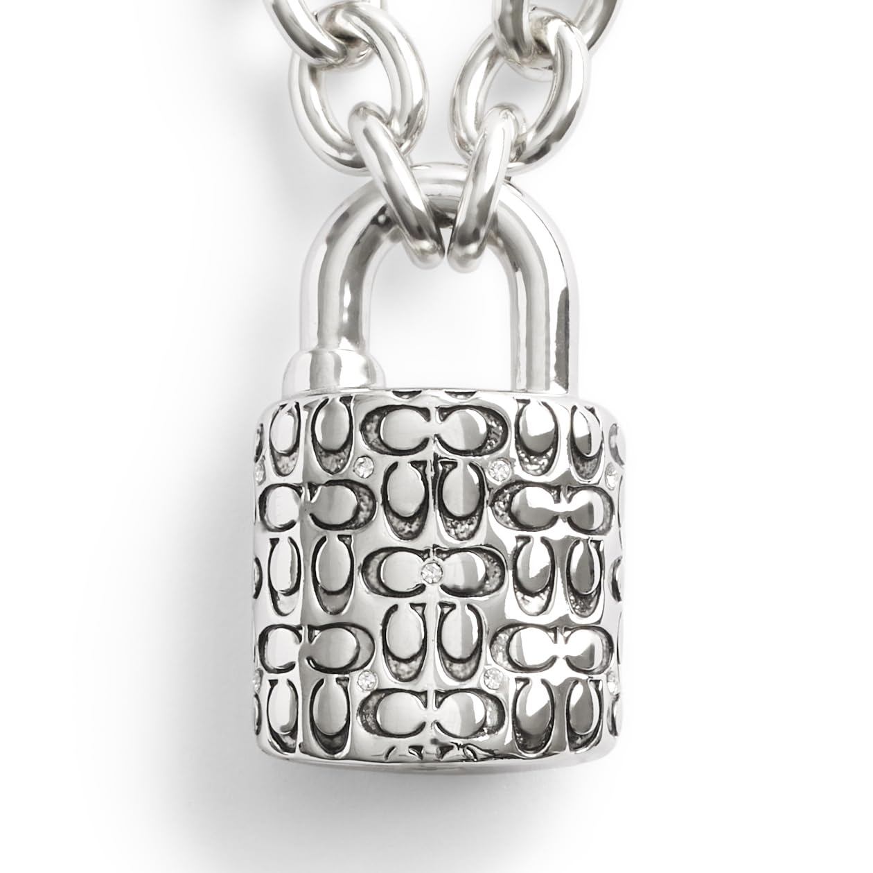 COACH Womens Signature Quilted Padlock Pendant Necklace