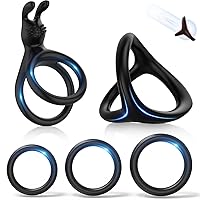 Silicone Penis Rings Cockrings - Vlatne 5pcs Ultra Soft Cock Ring Set for Men Longer Lasting Erection, Adult Sex Toys for Men Couple Sexual Pleasure Enhancing