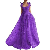 Fairy 3D Butterfly Prom Dress for Teens 2024 Embroidered Tulle Formal Evening Party Dress with Pockets Long Ball Gowns