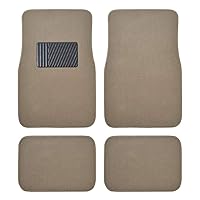 BDK Beige Heavy Duty Front & Rear Carpet Floor Mats Universal Liners for Car SUV Van & Truck, All Weather Protection with Anti-Slip Nibs, Fit Contours of Most Vehicles