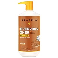 Alaffia EveryDay Shea Body Lotion - Normal to Very Dry Skin, Moisturizing Support for Hydrated, Soft, and Supple Skin with Shea Butter and Lemongrass, Fair Trade, Vanilla, 32 Fl Oz