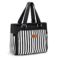 Large Women Lunch Bags for Work/Insulated Adult Lunch Box for Women/Leakproof Cooler Lunch Tote Bag with Storage Pocket. Reusable Lunch Cooler Purse for Work Picnic Hiking 14L, Black Stripes