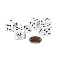 Set of 6 Cow Dice 16mm D6 Rounded Edge Koplow Animal Dice- White with Brown Pips