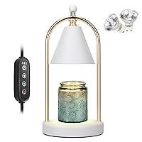 Soilsiu Candle Warmer Lamp with Timer, Electric White Candle Warmer Light for Bedroom, Dimmable Wax Melts Warmer for Candle Jars, Beside Lamp Gifts for Women Home Decor (2 Bulbs Included)