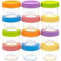 Glass Baby Food Storage Containers Set of 12, Leakproof 4 oz Reusable Small Baby Food Jars with Lids & Marker for Infant & Baby, Freezer, Microwave & Dishwasher Safe