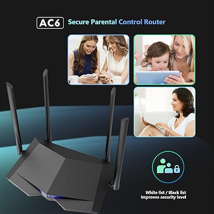 Tenda AC1200 Smart WiFi Router, High Speed Dual Band Wireless Internet Router with Smart APP, 4 x 100 Mbps Fast Ethernet Ports, Supports Guest WiFi, Access Point Mode, IPv6 and Parental Controls(AC6)