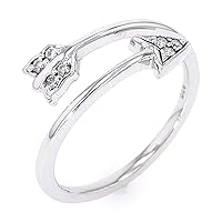 925 Sterling Silver H-I Color Quality Prong Setting 7 Round Diamond 0.03 Ctw Bypass Ring For Women and Girls