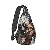 Sling Bag Crossbody Backpack Hiking Travel Daypack Chest Bag Lightweight Shoulder Bag For Women Men Gift African American Afro Woman