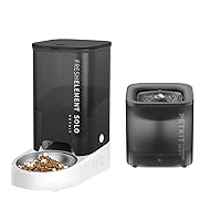 PETKIT Automatic Pet Feeder and Wireless Pump Cat Dog Water Fountain,Scheduled Feeding Cat Feeder Dry Food Dispenser, App Control/USB Charge,Grey Color